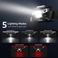 thumbnail image 4 of Lighting Ever Linterna frontal LED recargable, 2 paquetes, lámpara frontal superbrillante con 5 modos para equipos esenciales de camping y senderismo, linterna frontal impermeable IPX4 con luz roja, c, 4 of 5