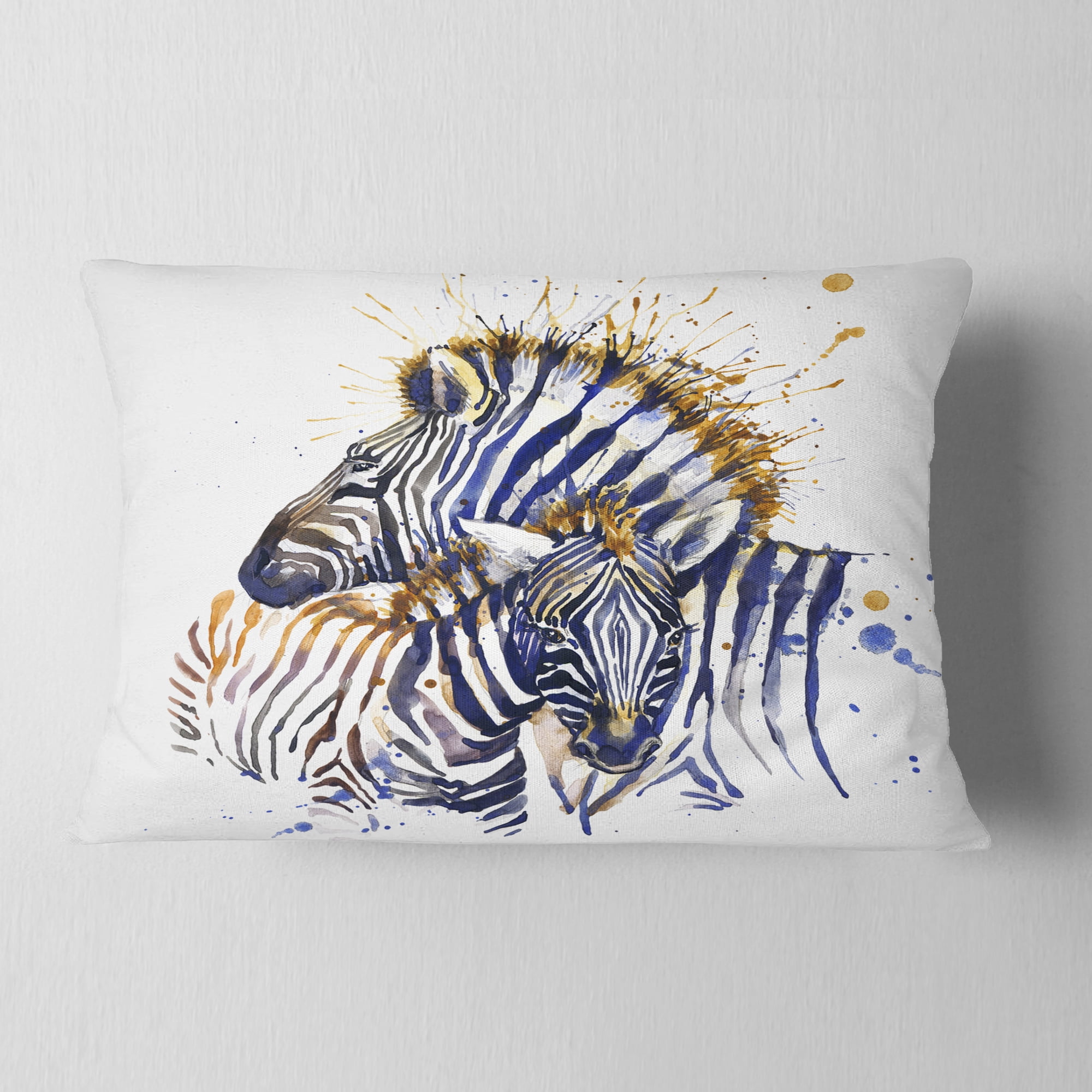 Designart Zebra Watercolor Rightwards - Animal Throw Pillow - 12x20