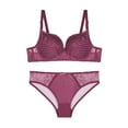 thumbnail image 1 of INSPIRAR CHIC Conjuntos de Lencería para Mujeres Tallas Grandes Dos Piezas Conjunto de Sujetador y Panty de Encaje con Lunares Bralette C 38 Burdeos, 1 of 6