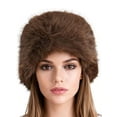 thumbnail image 2 of Spencer Women Winter Bucket Hat Warm Faux Fur Hat Russian Style Warm Cap Outdoor Fisherman Cap, Brown, 2 of 10