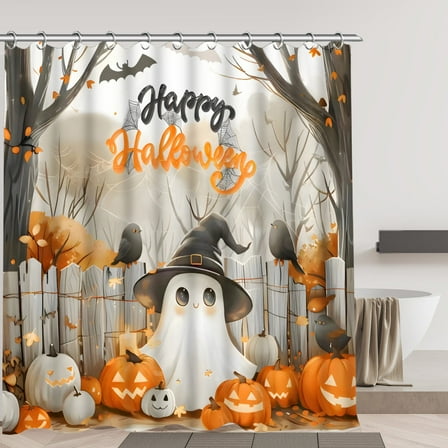 Btomtd Halloween Themed Skeleton Shower Curtain for Spooky Decor, Water Proof Shower Curtain Liner for Bathroom, Holiday Themed Shower Curtains - 70.86"x70.86", Black