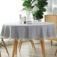 thumbnail image 4 of Simple Nordic Style Tablecloth, Round Tablecloths for Circular Table Cover, Dust-Proof Cotton Linen Table Cover for Buffet Table, Parties, Holiday Dinner (Light Grey with Tassel), 4 of 7