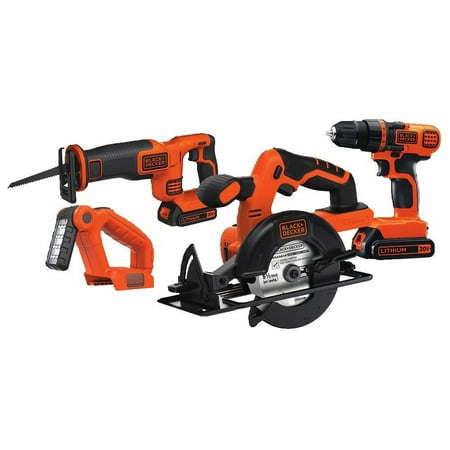 BLACK+DECKER 20-Volt MAX* 1.5 Ah Cordless Lithium-Ion 4-Tool Combo Kit, (Best Rated Cordless Tool Combo Kits)