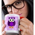 thumbnail image 2 of 3drose, Cute Purple Owl on Light Purple Background, 11oz Two-tone Red Mug, 2 of 6