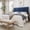 Dark Blue, variant on SHA CERLIN Full Size Platform Bed Frame, Velvet Upholstered Bed with Adjustable Headboard, Vertical Channel Tufted Design, Sturdy Wood Slat Support, No Box Spring Needed, Easy Assembly, Light Gray
