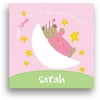 Sandra Magsamen Personalized Moon Bear Canvas Wall Art, 16" x 16", Pink