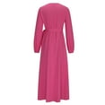 thumbnail image 6 of ylioge Wedding Guest Dresses for Women, Womens Formal Gowns and Evening Dresses Elegant Long Sleeve V Neck Solid Color High Waist with Swing Pleated Slit Side Hem Midi Dresses Fall, 6 of 7