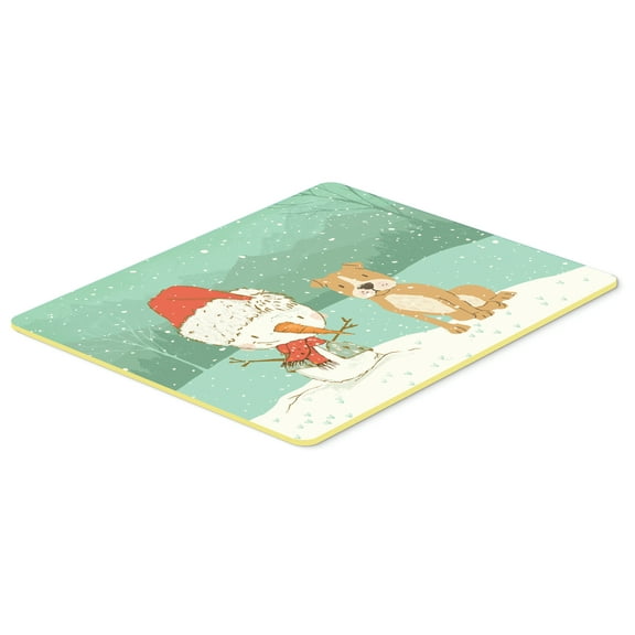 Brown Staffie Snowman Christmas Kitchen or Bath Mat 24x36