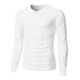thumbnail image 7 of JGNGSHN Mens White Tee Shirts Long Sleeve V Neck Soft T Shirts Solid Color Stretch Basic Shirt, 7 of 7