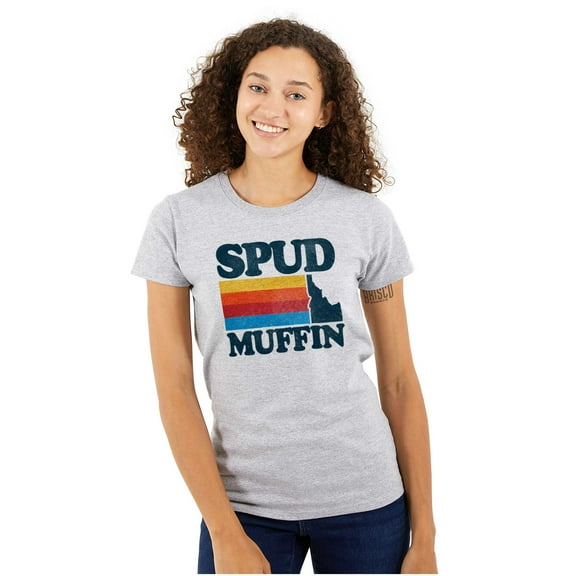 Idaho Potato Land Spud Muffin Funny Womens Fitted Plus Size Graphic Tee Brisco Brands 2X