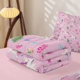 thumbnail image 6 of Manfei Lovely Leaves Zipper Twin Comforter Sets with Fitted Sheet and 2 Pillowcases,Sweet Unicorn Pattern Zipper Bedding Set,Pink,Pink Reversible,4pcs, 6 of 8