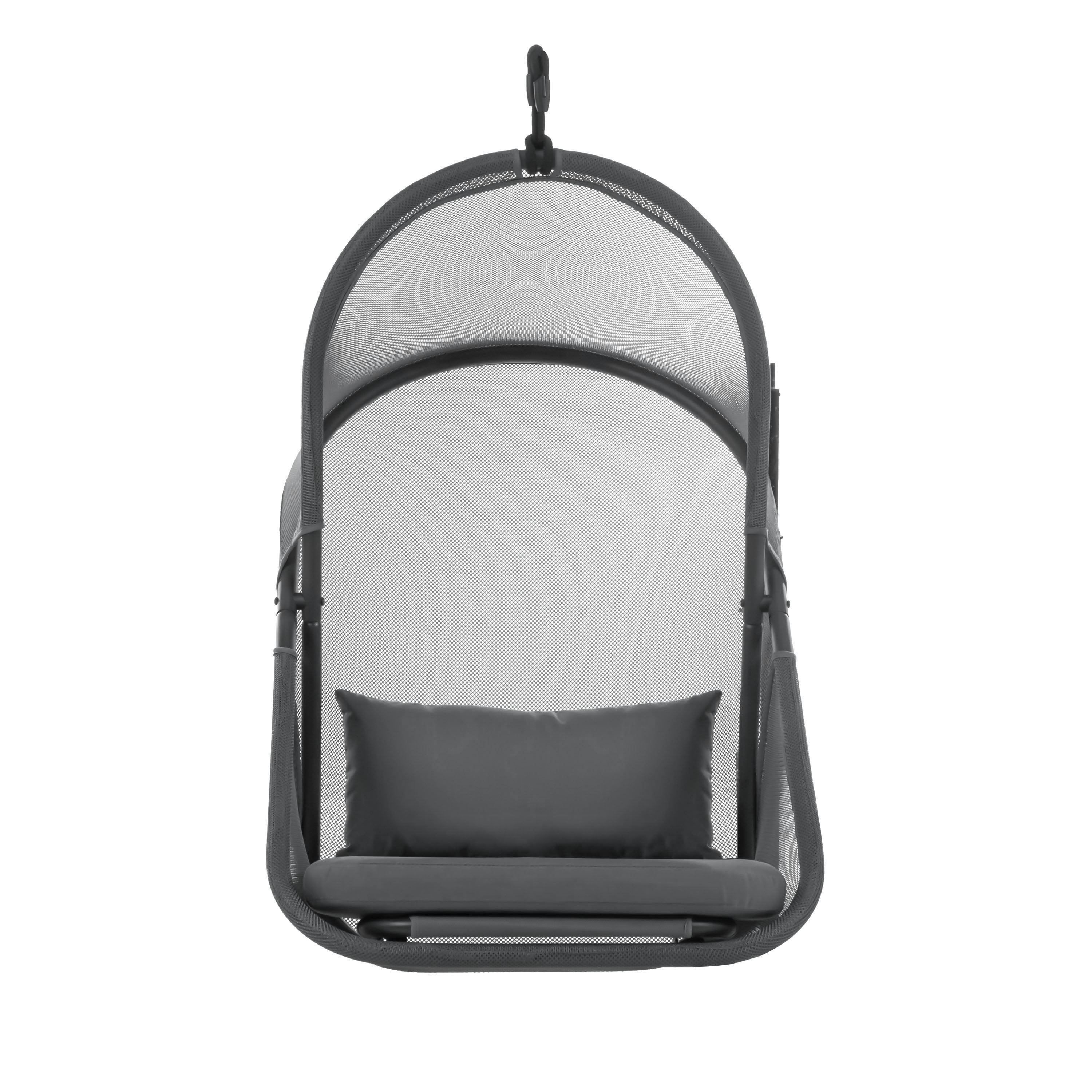 Furniture of America Sway UV-Resistant Foldable Patio Swing Chair with Stand, Dark Gray