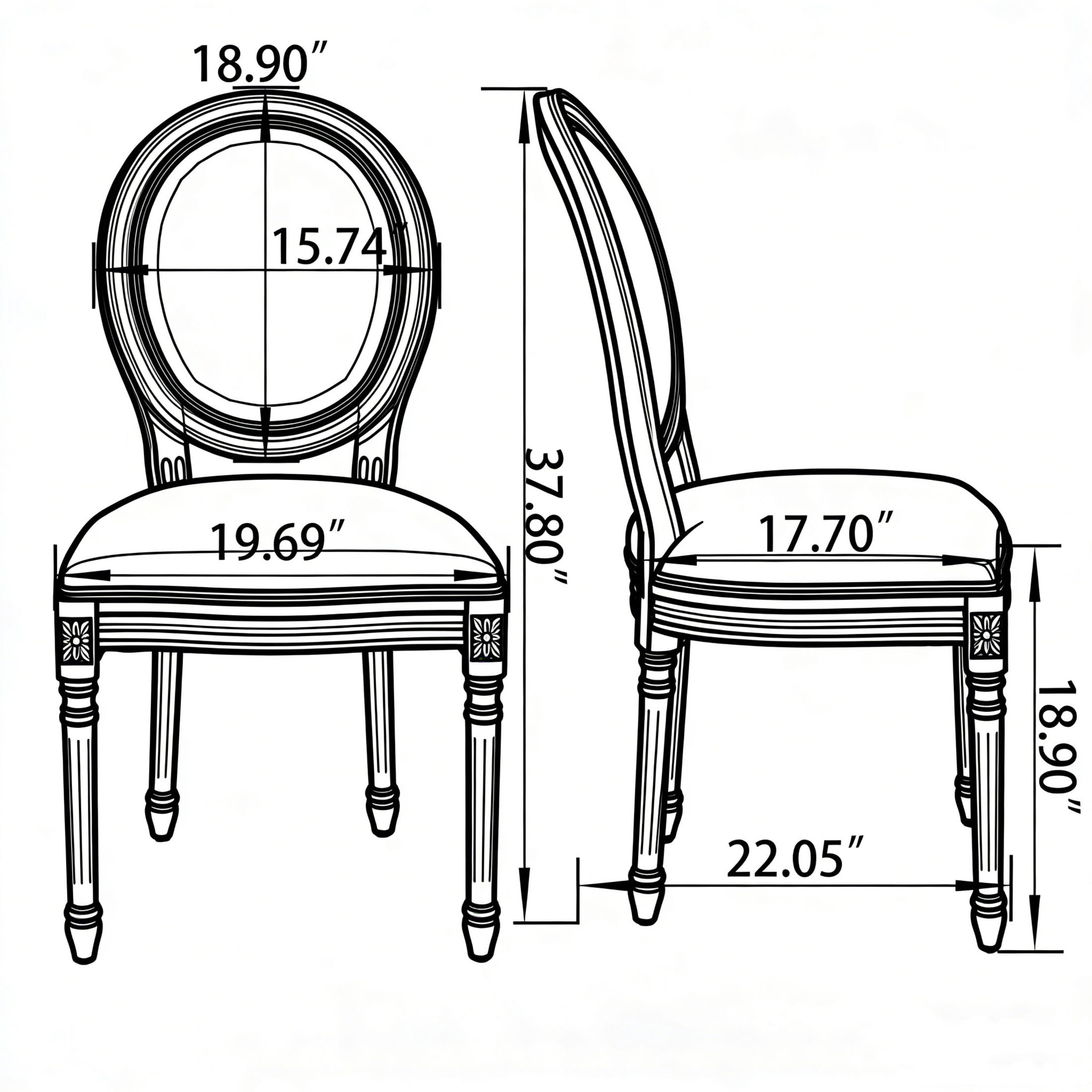 Noble House Caldon French Country Upholstered Dining Chairs with Solid Wood Frame and Padded Back, Beige, Set of 2