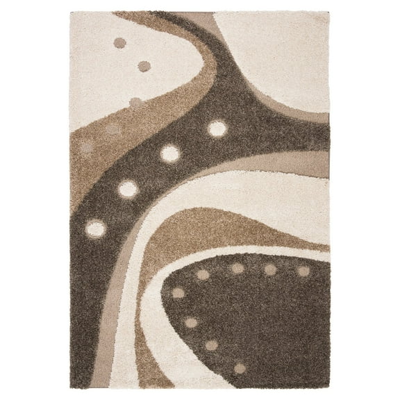 SAFAVIEH Florida Laidley Geometric Shag Area Rug, Dark Blue/Ivory, 8' x 10'