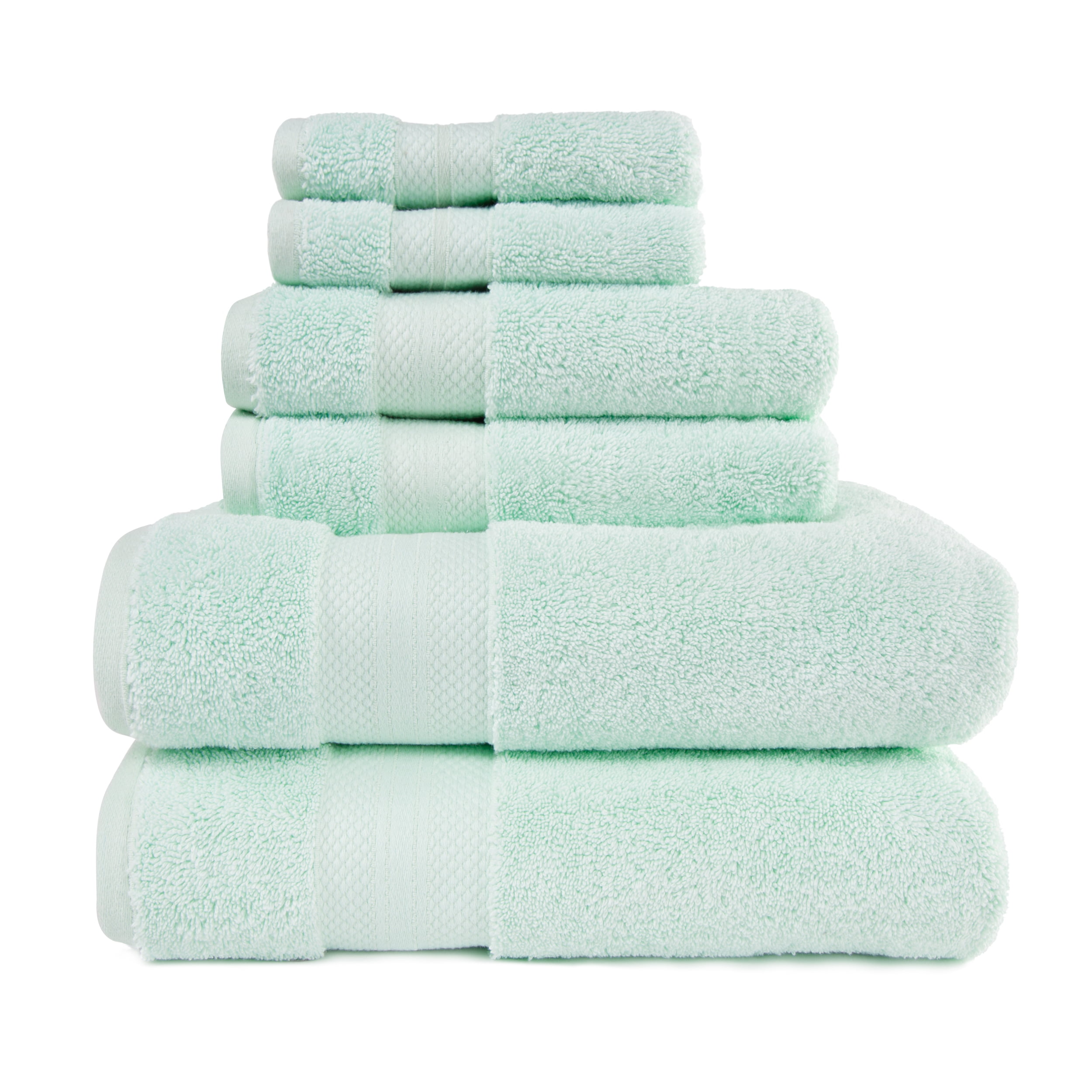 Hand 6pc Olive Green 100% Turkish Long Staple Cotton Bath Face Towel Set 
