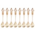 thumbnail image 1 of 8pcs Orris Pattern Carved Coffee Spoons Vintage Alloy Scoop Stirring Spoon Tableware for Iced Tea Ice Cream Cocktail Soup (Large, Golden), 1 of 8