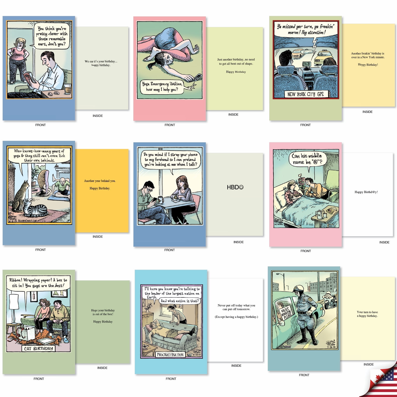NobleWorks A Bizarro Bash - Pack of 36 Birthday Greeting Cards with Envelopes (4.63 x 6.75 Inch) - AC9376BDG-B1x36