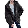 thumbnail image 1 of Ladies Loose Plush Long Sleeve Zipper Pullover Pocket Color Sweater Coat, 1 of 6