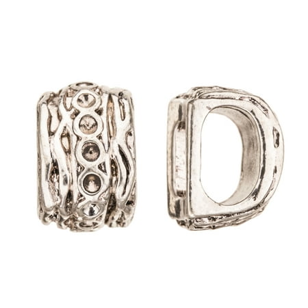 - Wavy Textured With Channel Setting Antique Silver-Plated Leather Cord Charm Fits 10pcs ss19/Pp19 Rhinestones 19.5x14mm
