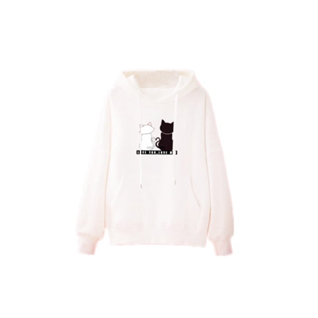 con capucha de con estampado de gato lindo para mujer, jersey con capucha informal con bolsillos para la de la fiesta - Blanco XXL Xxl blanco SM SunniMix Sudadera con capucha de mujer