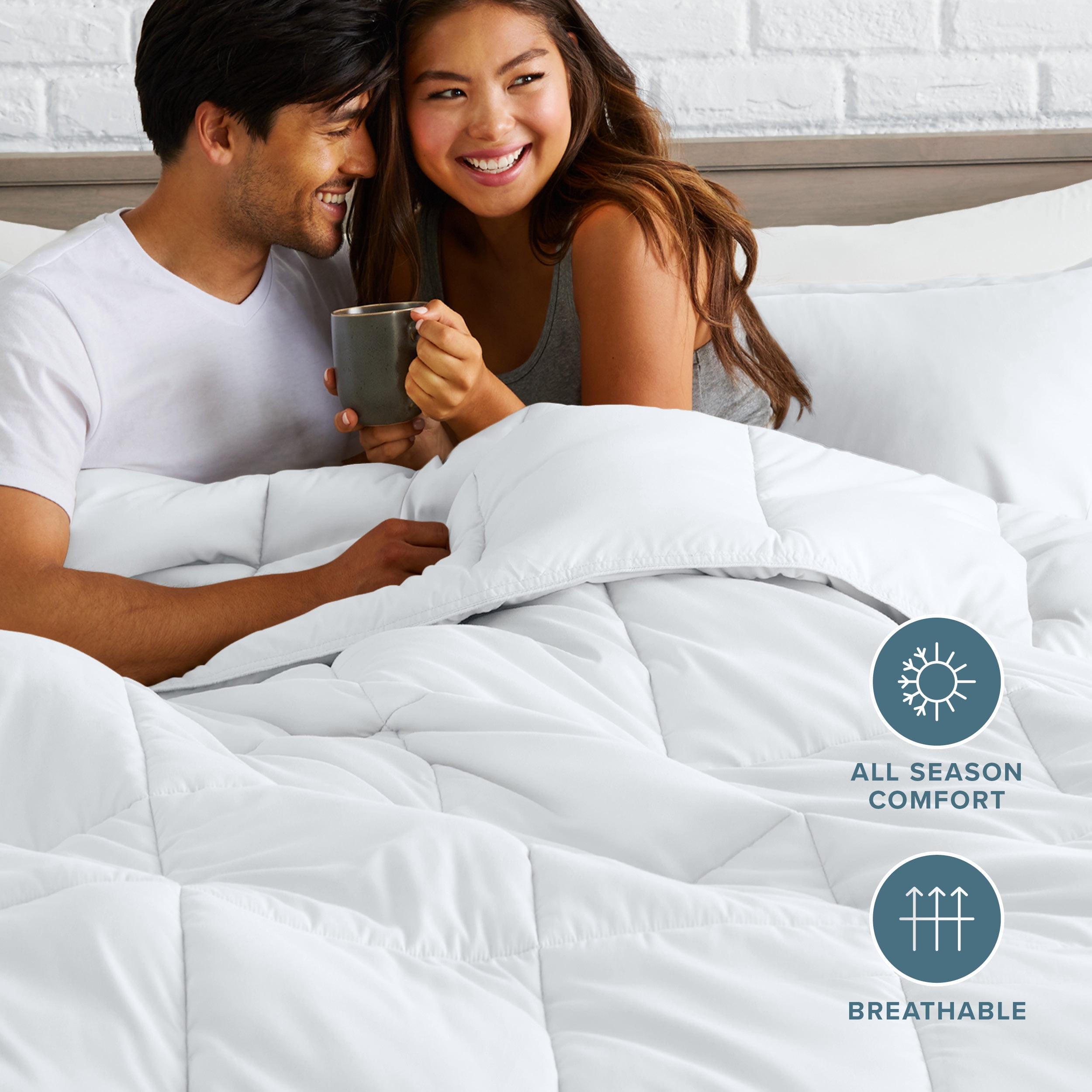 Bare Home Down Alternative Comforter Set - 3-Pieces - All Seasons - Super King, White