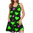 thumbnail image 5 of Homenesgenics Summer Dresses for Women under $10 Valentine's Day Women Casual Plus Size Sleeveless Crew Neck Print Short Dress Green XXL, 5 of 5