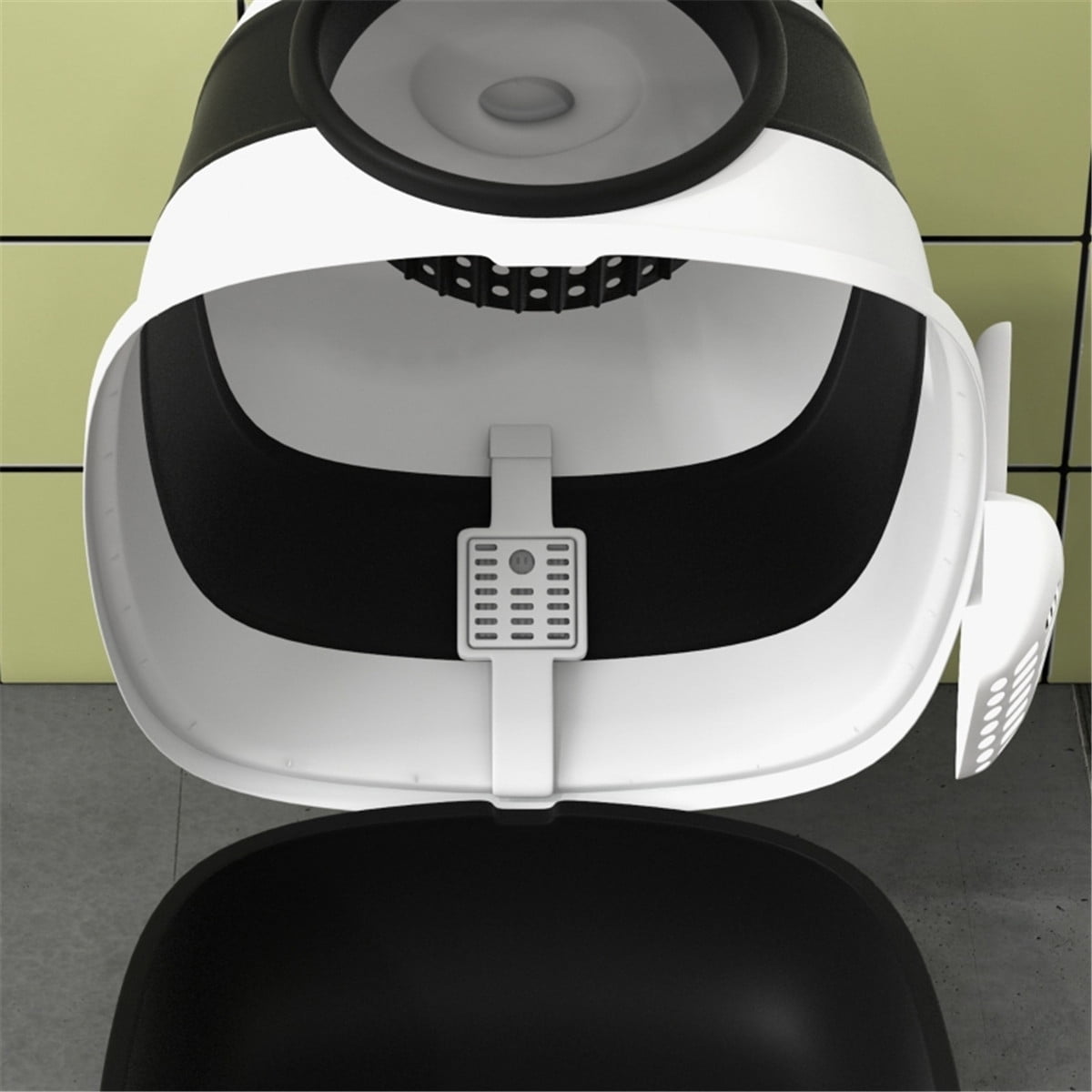 Riwcyla Foldable Enclosed Cat Litter Box with Deodorizer & Scoop, Anti-Tracking Grate, Large Space Kitty Litter Box for Indoor Adult Cats Multi-Cat
