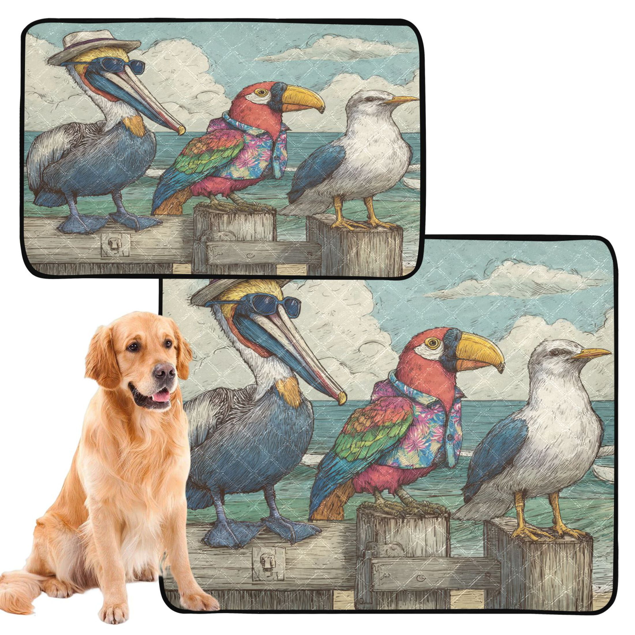 Qxltty Cartoon Pelican Cat litter Pads Pet Set of 3 Diaper Mats Center Anti-leakage Layer Absorbent Soft and Comfortable