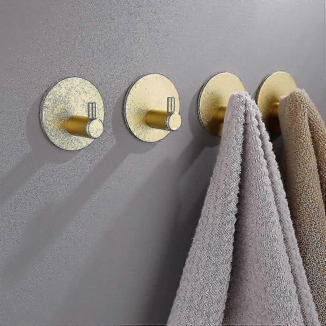 Bathroom Hooks Self-adhesive Gold - 4 Pack Towel Hooks Wall Hooks Clothes Hooks Strong Adhesive 4.5*-good Quality