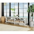 thumbnail image 2 of WAMPAT 70" Farmhouse TV Stand for 75 Inch TV, Wood Entertainment Center for 70 65 55 inch TV Console Media Table with 4 Big Storage Shelf for Living Room Bedroom, White, 2 of 7
