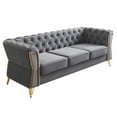 thumbnail image 4 of Chesterfield Button Tufted Velvet Sofa, 3 Seats Upholstered Couch With Gold Metal Legs For Living Room Office Apartment, 4 of 11