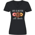 thumbnail image 3 of Inktastic Life is Better with Donuts Women's V-Neck T-Shirt, 3 of 5