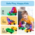 thumbnail image 5 of PicassoTiles PT21 2-Piece Magnetic Tile Car & Truck Base Set – Expansion Add-On Compatible with Building Bricks, STEM Construction Toy for Toddlers & Kids Ages 3+, 5 of 10