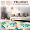 thumbnail image 2 of ODIKA 4'x6' Machine Washable Non-Slip Area Rug, Oceanic Seashore Creatures Driftwood Background Artwork High Traffic Rug, Beige, 426863, 2 of 7