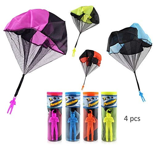 HanYoer 4 Pcs Parachute Toy Tangle Free Parachutes Men Hand Throwing