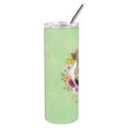 thumbnail image 2 of Airedale Terrier Green Flowers Double Walled Stainless Steel 20 oz Skinny Tumbler, 2 of 4