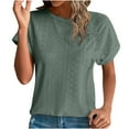thumbnail image 2 of Fesfesfes Tunic Tops Womens Spring/Summer Fashion Casual Loose Round Neck Short Sleeve Womens Short Sleeve Shirts for Women Fitted M(US:6), 2 of 7