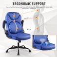 thumbnail image 3 of Office Chair, Adjustable Swivel Chair with PU Leather, High-Back Lumbar Support, Flip-Up Armrests for Home, Office - GD-9350, 3 of 5