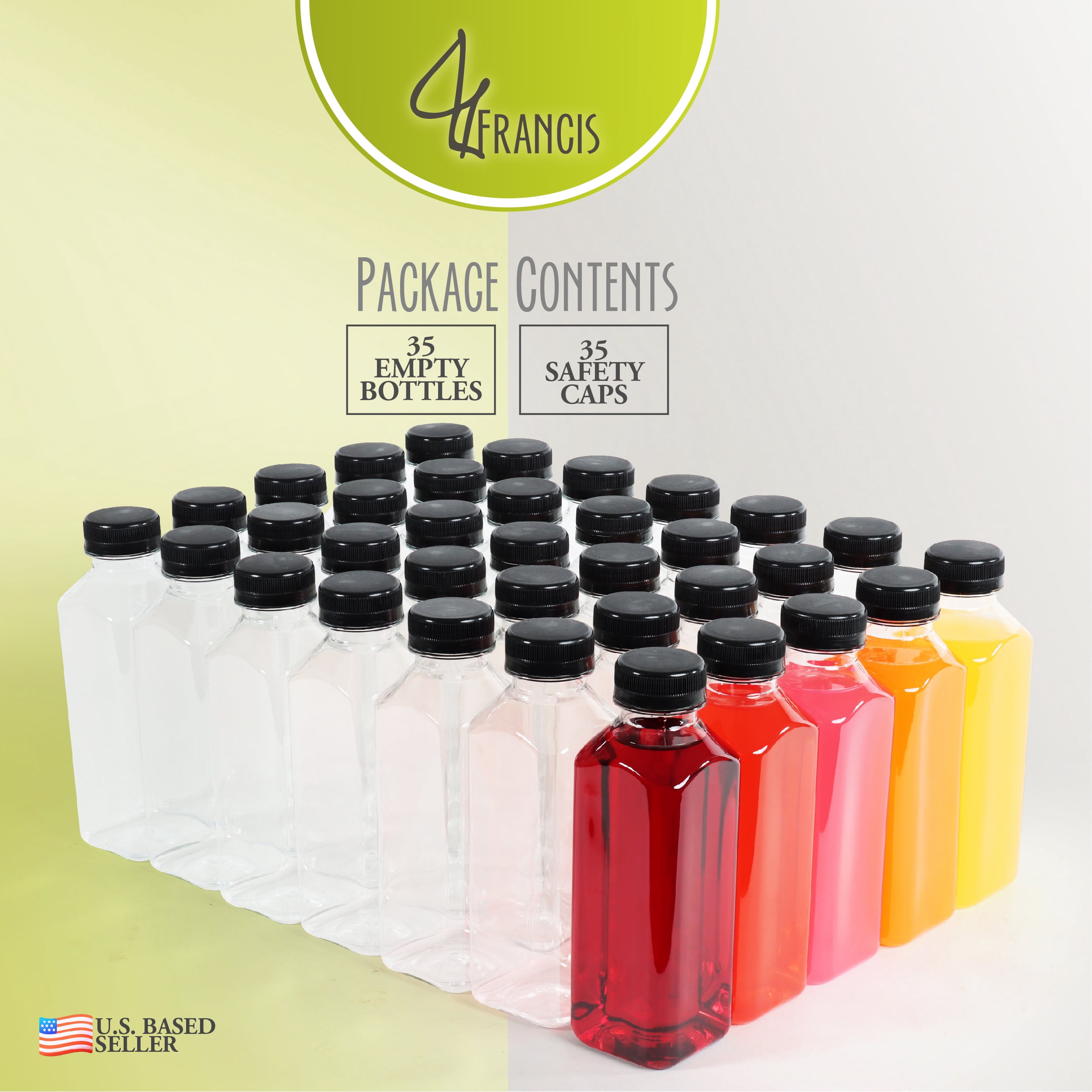 20-Pack Clear Plastic Bottles With Lids - 16 Oz, BPA Free, Reusable For Juice & Smoothies