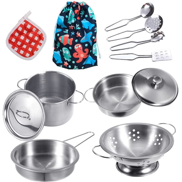Utensilios de cocina Playset Rupnoflbui de acero inoxidable para niños