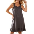 thumbnail image 2 of Asxite Womens Pajamas Solid Ruffle Sleeveless Loose Breathable Casual Loungewear Nightgown, 2 of 7