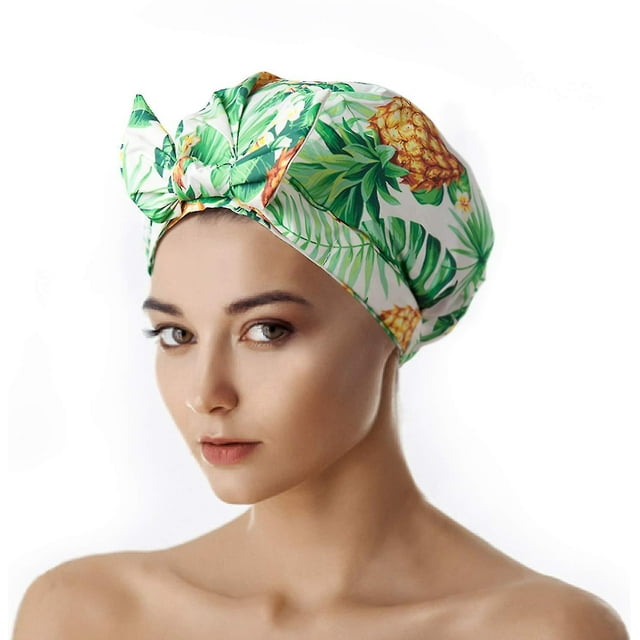 Gorro de ducha reutilizable, gorro de baño con lazo de cinta, diseño grande de gran tamaño