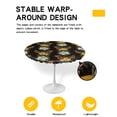 thumbnail image 2 of Round Tablecloth with Elastic Tropical Plant Flowers Parrot Red Ginger Flower Hibiscus Waterproof Stain-proof Table Cover Wipeable Fitted Table Cloths for 55"-60" Round Tables Dining Kitchen, 2 of 6