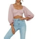 thumbnail image 4 of Txlixc Blusa de mujer, cuello cuadrado sólido, chaqueta de manga larga, pullover de primavera Txlixc moda, 4 of 6
