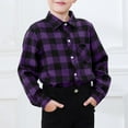 thumbnail image 4 of dazeni Big Boys Plaid Shirt Long Sleeve Flannel Shirt with Chest Pocket Kids Loose Casual Button Down Shirts Fashion Fall Clothes, 4 of 9