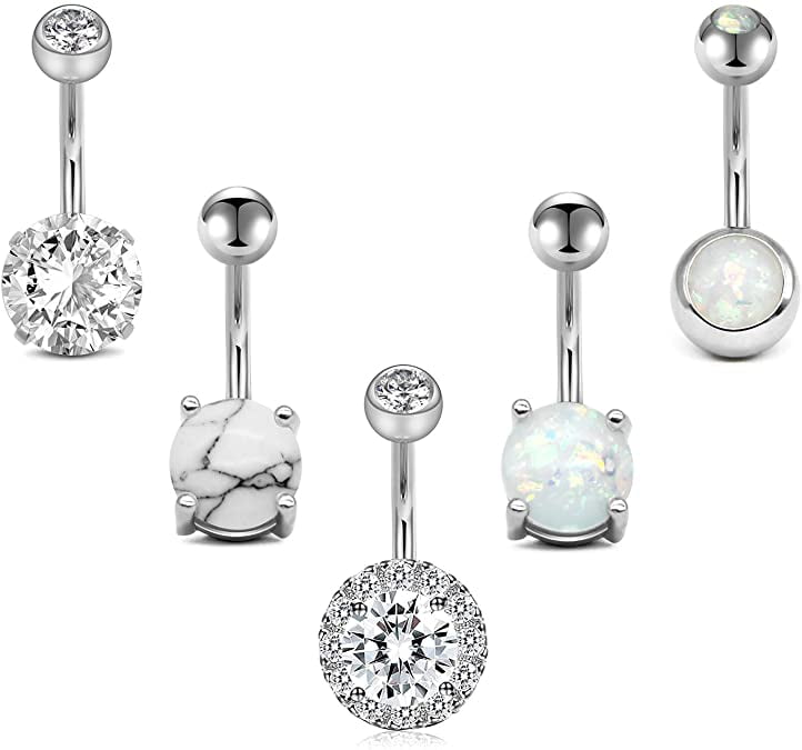 Belly Button Ring With UV Ball Basket 14 Gauge 3/8" 10mm 