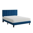 thumbnail image 1 of White Suede Upholstered Platform Bed Frame – King Size, Adjustable Tufted Headboard, Sturdy Wood Slats, No Box Spring Needed, Easy Assembly, 1 of 8