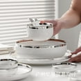 thumbnail image 2 of Silver Edge Full Tableware of Plates Dinner Set White Plate Dish Kitchen Dishes Dinnerware Dining Bar Home Garden, 2 of 5