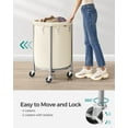 thumbnail image 6 of 29Gal Round Laundry Sorter Laundry Hamper with Wheels Rolling Laundry Cart with Removable Bag for Laundry Room Cream and Silver, 6 of 6