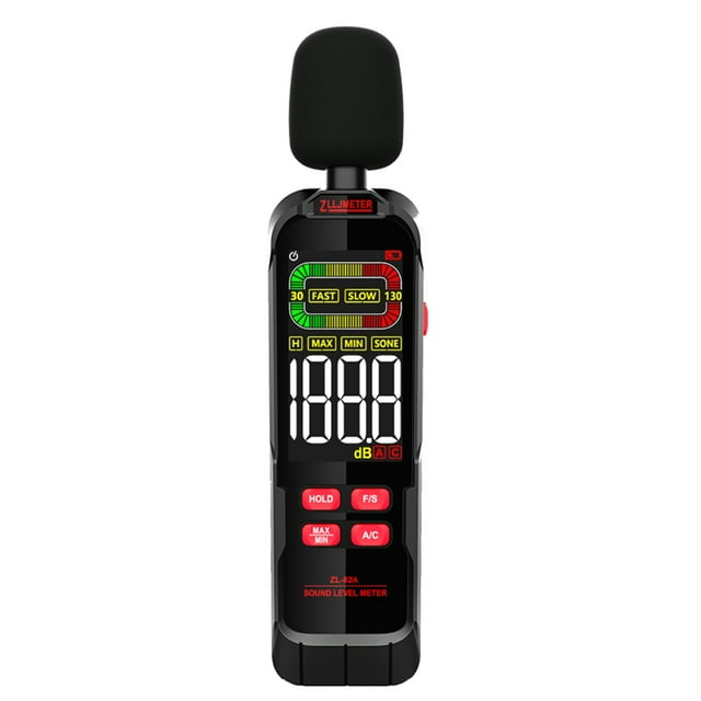 yeacher Portable Digital Sound Level Meter with Backlit Display, 30-130dB Range, A/C Weighting, Fast/Slow Mode, Max/Min Hold, Auto Shutdown, Low Battery Indicator (ZL82A, AAA Batteries)